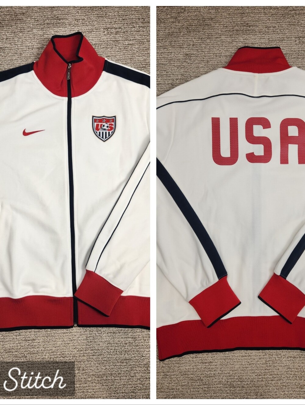 Nike Team USA Soccer Track Jacket Mens L World Cup Full Zip White Anthem USMNT